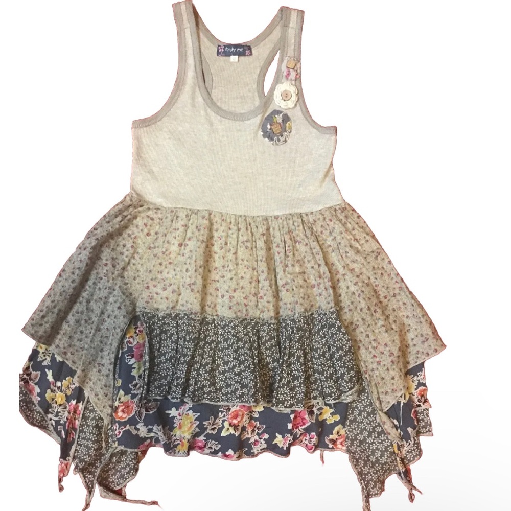 Truly Me By Sara Sara Girls Tank Dress With Kerchief Skirt Sz 10 Years